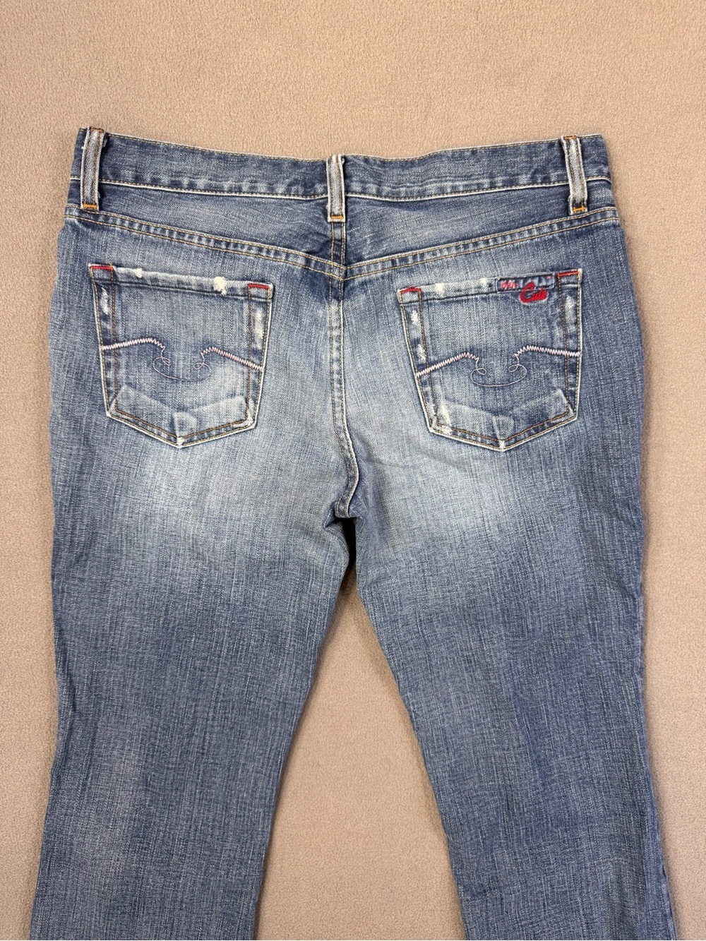 Y2K BLUE CULT Women’s Low Rise Medium Blue Washed Bootcut Flared Jeans, 31 - Picture 10 of 14